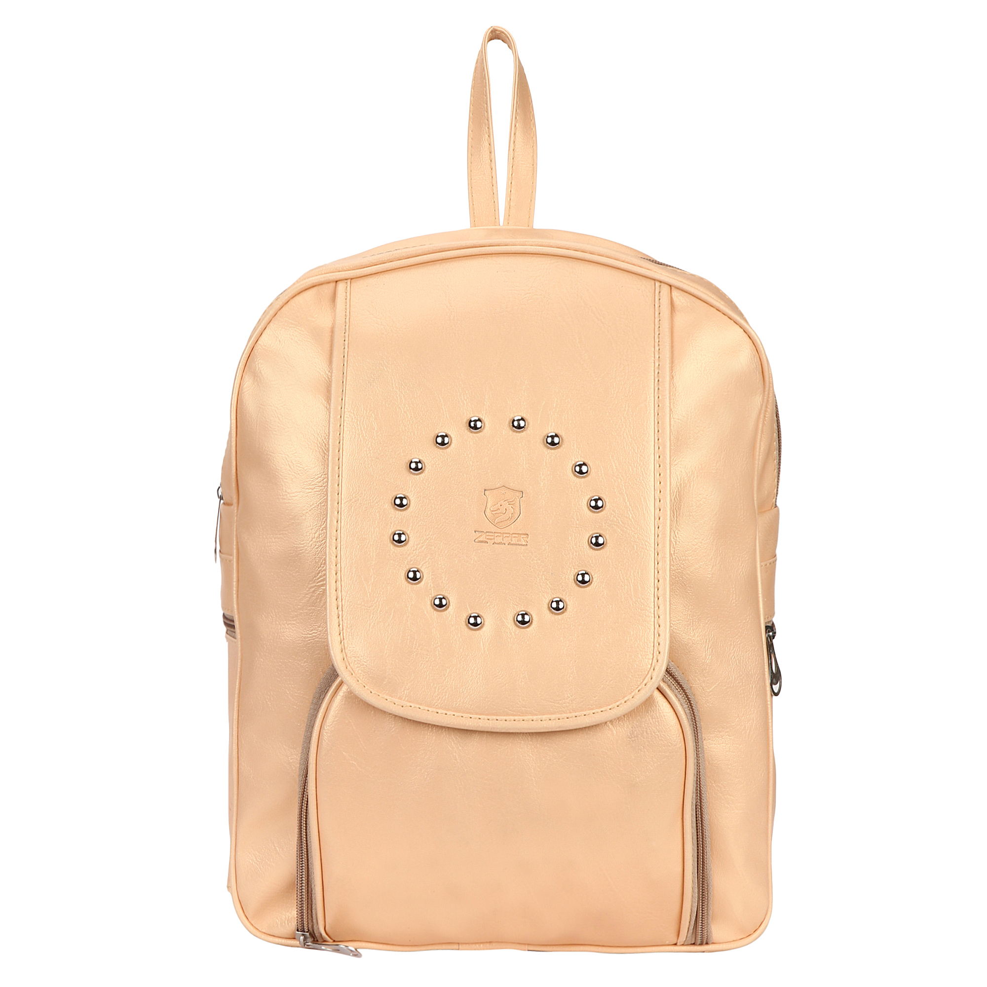 ZEPPAR CASUAL FASHION LEATHER SHOULDER BAG MINI BACKPACK FOR COLLEGE GIRLS(BEIGE)